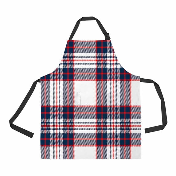 PKQWTM Tartan checkered british fabric pattern Unisex Adjustable Bib Apron with Pockets for Commercial Restaurant and Home Kitchen Use