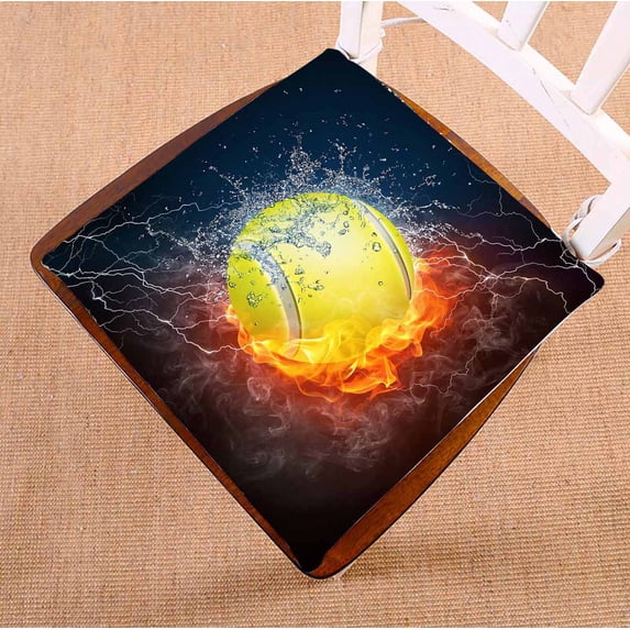PKQWTM Tennis Ball In Fire And Water Chair Pads Chair Mat Seat Cushion Chair Cushion Floor Cushion Size 16x16 inches