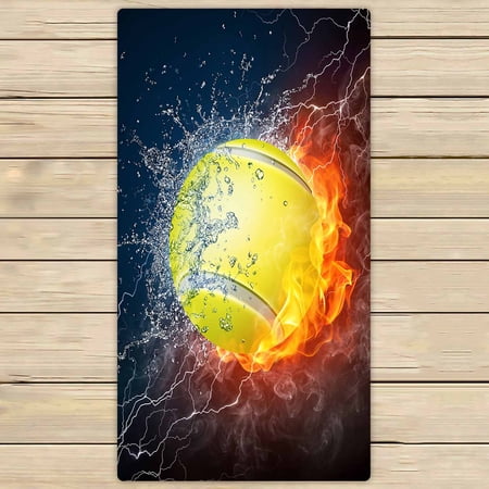 PKQWTM Tennis Ball In Fire And Water Microfiber Bath Towels Bathroom Body Shower Towel Size 30x56 Inches