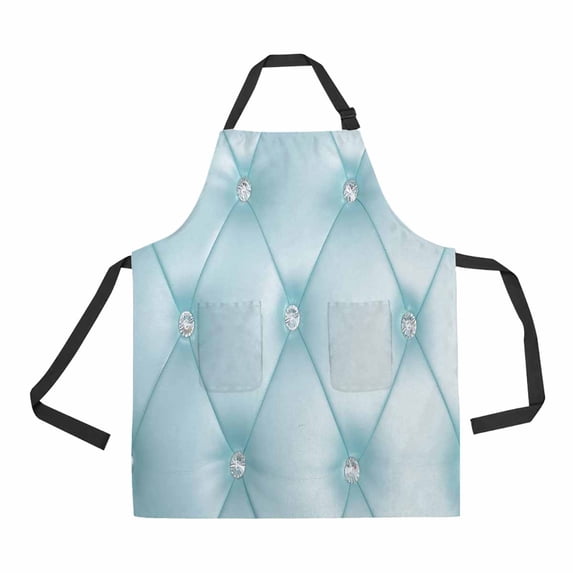 PKQWTM Texture Turquoise Aqua Blue Sofa Unisex Adjustable Bib Apron with Pockets for Commercial Restaurant and Home Kitchen Use