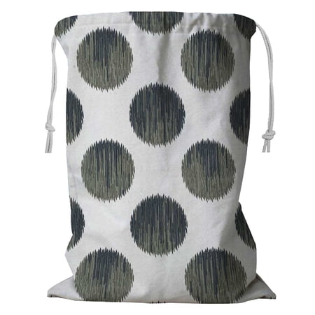 PKQWTM Textured Ikat Polka Dot Tile Storage Basket Laundry Bag with Drawstring Size 18x24 Inch