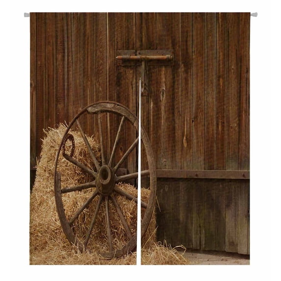 PKQWTM The Old Antique Wheel Door Curtain Window Cover Home Decor Hanging Curtain Size 105x120 CM