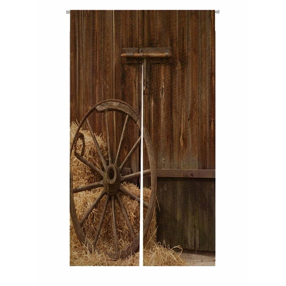 PKQWTM The Old Antique Wheel Door Curtain Window Cover Home Decor Hanging Curtain Size 85x150 CM