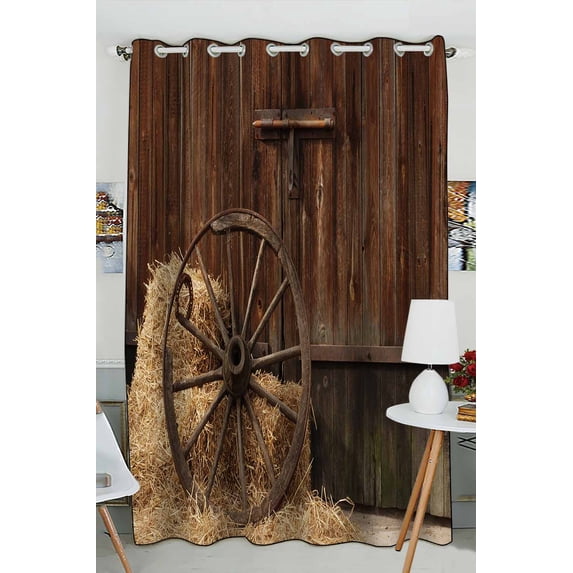 PKQWTM The Old Antique Wheel Practical heat insulation Shading Window Curtain Size 52(W)x84(H) inches(One Piece)