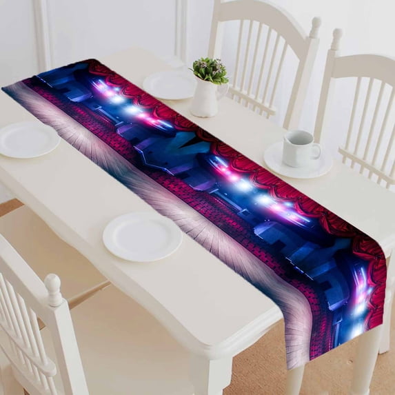 PKQWTM Theater Curtain Stage Dramatic Lighting Cotton and Linen Table Runner Kitchen Dining Room Supplies Size 14x72 Inch