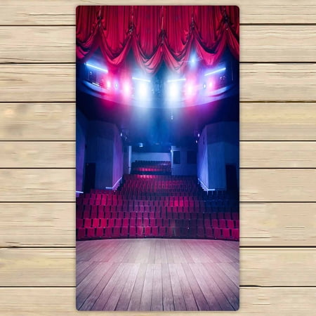 PKQWTM Theater Curtain Stage Dramatic Lighting Microfiber Bath Towels Bathroom Body Shower Towel Size 30x56 Inches