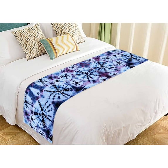 PKQWTM Tie Dye Pattern Bed Runner Bedroom Bedding Decor Bedding Scarf Size 20x95 inches