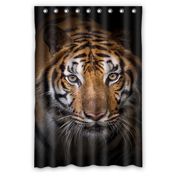 PKQWTM Tiger Looking At Me And Get Angry WaterProof Polyester Fabric Shower Curtain Size 48x72 Inches