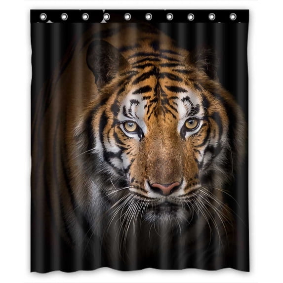 PKQWTM Tiger Looking At Me And Get Angry WaterProof Polyester Fabric Shower Curtain Size 60x72 Inches
