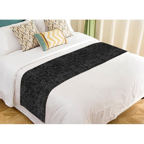 PKQWTM Topographic Map Topo Contour Map Bed Runner Bedroom Bedding Decor Bedding Scarf Size 20x95 inches