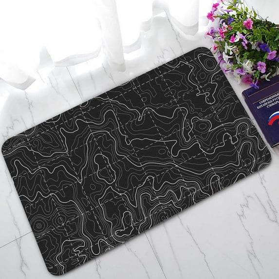 PKQWTM Topographic Map Topo Contour Map Home Decor Floor Mat Area Rug Doormat Size 18x30 Inches