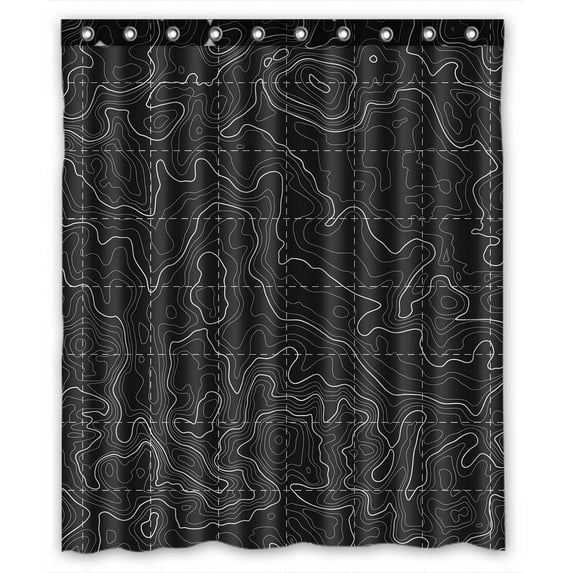 PKQWTM Topographic Map Topo Contour Map WaterProof Polyester Fabric Shower Curtain Size 60x72 Inches