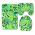 thumbnail image 1 of PKQWTM Tracery Mehendi Green Doodle Texture Algae Sea Motif 3 Piece Bathroom Rugs Set Bath Rug Contour Mat and Toilet Lid Cover, 1 of 2