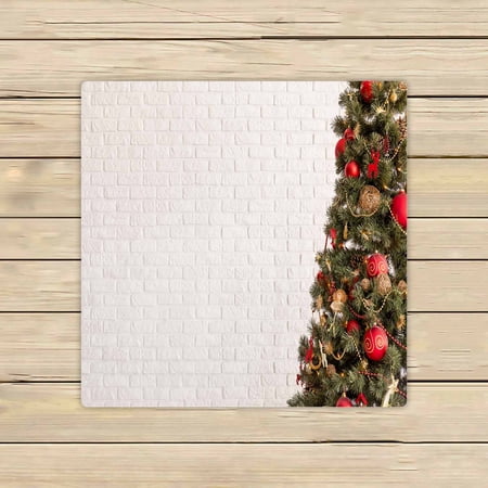 PKQWTM Traditional Christmas Tree White Brick Wall Microfiber Bath Towels Bathroom Body Shower Towel Size 13x13 Inches