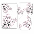 thumbnail image 1 of PKQWTM Tree Branches With Pink Flowers 3 Piece Bathroom Rugs Set Bath Rug Contour Mat and Toilet Lid Cover, 1 of 2