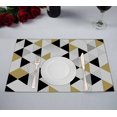 thumbnail image 1 of PKQWTM Triangles Gold Black White Triangle Kitchen Dining Table Mats Placemats Size 12x18 Inches, Set of 2 Pieces, 1 of 2
