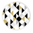 thumbnail image 1 of PKQWTM Triangles Gold Black White Triangle Round Beach Towel Beach Mats Shawl Blanket Yoga Mat with Tassels Beach Throw Towel, 1 of 1