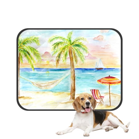 PKQWTM Tropical Beach Summer Palm Tree Coconut Pet Dog Cat Bed Pee Pads Mat Cushion Potty Dogsblankets Crate Bed Kennel 28x36 inch