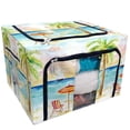 thumbnail image 1 of PKQWTM Tropical Beach Summer Palm Tree Coconut Storage Bag Clear Window Storage Bins Boxes Large Capacity Foldable Stackable Organizer With Steel Metal Frame For Bedding,Clothes,Closets, Bedrooms, 1 of 3