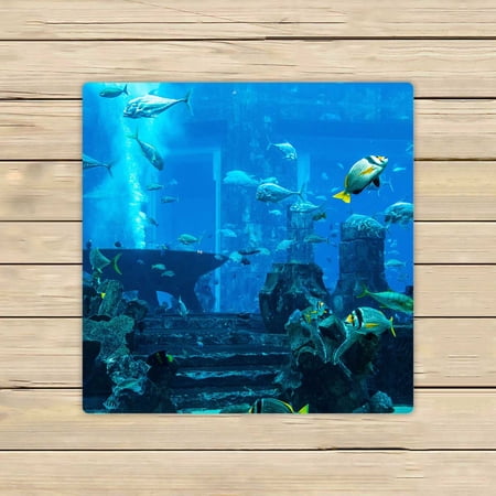 PKQWTM Tropical Fish On A Coral Reef In Dubai Aquarium Microfiber Bath Towels Bathroom Body Shower Towel Size 13x13 Inches
