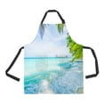 thumbnail image 1 of PKQWTM Tropical Maldives Island Beach Sea Sky Unisex Adjustable Bib Apron with Pockets for Commercial Restaurant and Home Kitchen Use, 1 of 1