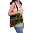 thumbnail image 1 of PKQWTM Tropical Stream And Sika Deer Canvas Shoulder Bags Handbags Tote Bags Shopping Bag, 1 of 2