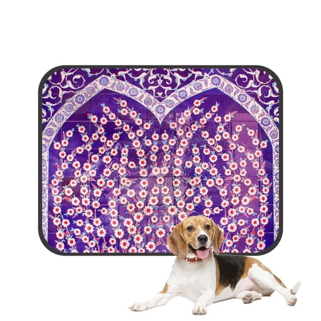 PKQWTM Turkish Artistic Wall Tile Purple Bohemian Trible Tree Pet Dog Cat Bed Pee Pads Mat Cushion Potty Dogsblankets Crate Bed Kennel 25x30 inch