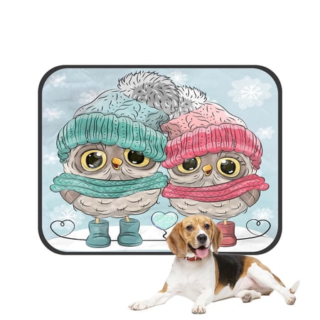PKQWTM Two Owls Boy And Girl In Hats And Scarves Pet Dog Cat Bed Pee Pads Mat Cushion Potty Dogs Blankets Crate Bed Kennel 14x18 inch