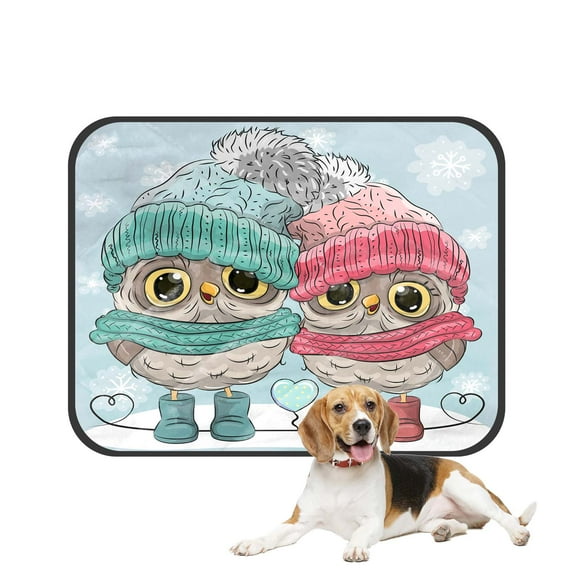 PKQWTM Two Owls Boy And Girl In Hats And Scarves Pet Dog Cat Bed Pee Pads Mat Cushion Potty Dogs Blankets Crate Bed Kennel 36x48 inch