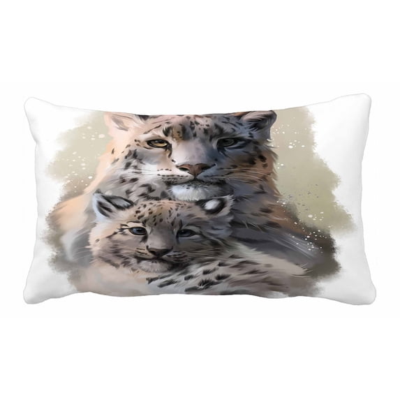 PKQWTM Two Snow Leopards Bed Decor Pillow Cases Zippered Cushion Cover Size 20x30 Inches