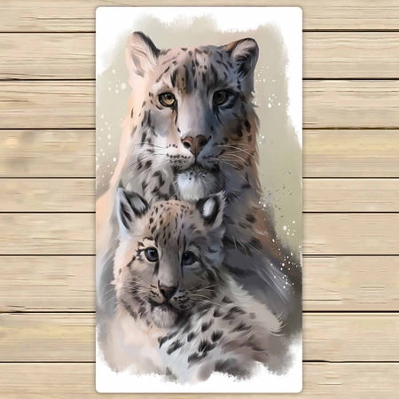 PKQWTM Two Snow Leopards Microfiber Bath Towels Bathroom Body Shower Towel Size 30x56 Inches
