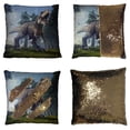 thumbnail image 1 of PKQWTM Tyrannosaurus Rex Quetzalcoatlus Patrolling Skies Reversible Mermaid Cushion Cover Home Decor Sequin Pillow Case Size 16x16 inches, 1 of 2