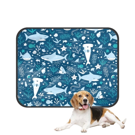 PKQWTM Underwater Cute Sharks Pet Dog Cat Bed Pee Pads Mat Cushion Potty Dogsblankets Crate Bed Kennel 20x24 inch