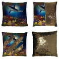 thumbnail image 1 of PKQWTM Underwater Shark Tropical Fish Reversible Mermaid Cushion Cover Home Decor Sequin Pillow Case Size 20x20 inches, 1 of 2