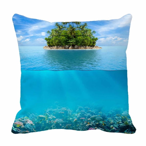 PKQWTM Underwater coral reef seabed tropical island Bed Decor Pillow Cases Zippered Cushion Cover Size 20x20 Inches