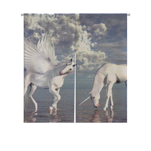 PKQWTM Unicorn And Pegasus Door Curtain Window Cover Home Decor Hanging Curtain Size 85x90 CM