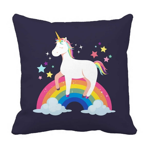 PKQWTM Unicorn And Rainbow Bed Decor Pillow Cases Zippered Cushion Cover Size 18x18 Inches