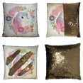 thumbnail image 1 of PKQWTM Unicorn Flowers Reversible Mermaid Cushion Cover Home Decor Sequin Pillow Case Size 18x18 inches, 1 of 2