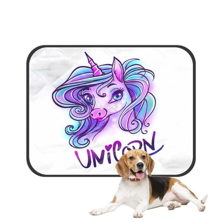 PKQWTM Unicorn Head Portrait Pet Dog Cat Bed Pee Pads Mat Cushion Potty Dogsblankets Crate Bed Kennel 25x30 inch