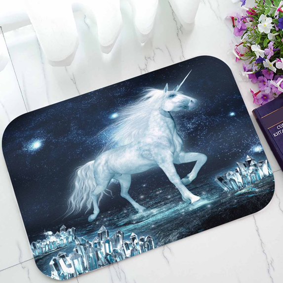 PKQWTM Unicorn Running Through Crystal Field Home Decor Floor Mat Area Rug Doormat Size 15.7x23.6 Inches