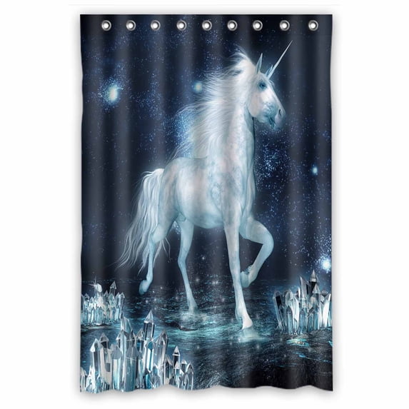 PKQWTM Unicorn Running Through Crystal Field WaterProof Polyester Fabric Shower Curtain Size 48x72 Inches