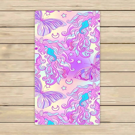 PKQWTM Unicorn butterfly rainbow star and love heart Microfiber Bath Towels Bathroom Body Shower Towel Size 16x28 Inches