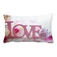thumbnail image 1 of PKQWTM Valentine Day Letters Love Flowers Old Vintage Wooden Bed Decor Pillow Cases Zippered Cushion Cover Size 20x30 Inches, 1 of 1
