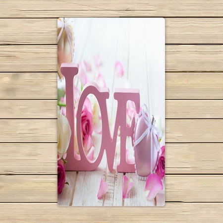 PKQWTM Valentine Day Letters Love Flowers Old Vintage Wooden Microfiber Bath Towels Bathroom Body Shower Towel Size 16x28 Inches