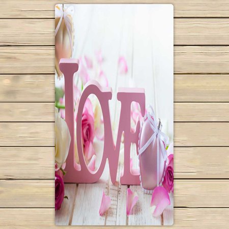 PKQWTM Valentine Day Letters Love Flowers Old Vintage Wooden Microfiber Bath Towels Bathroom Body Shower Towel Size 30x56 Inches