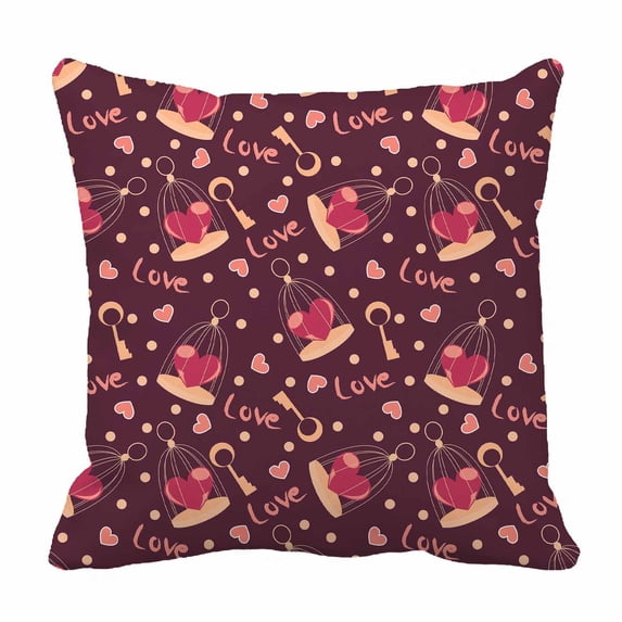 PKQWTM Valentine Heart On Calls And Key Bed Decor Pillow Cases Zippered Cushion Cover Size 18x18 Inches