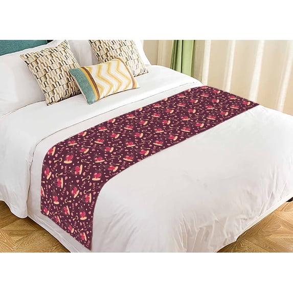 PKQWTM Valentine Heart On Calls And Key Bed Runner Bedroom Bedding Decor Bedding Scarf Size 20x95 inches