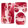 thumbnail image 1 of PKQWTM Valentine'S Day Card With Beautiful Flowers 3 Piece Bathroom Rugs Set Bath Rug Contour Mat and Toilet Lid Cover, 1 of 2