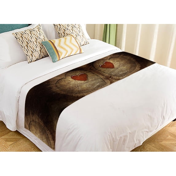 PKQWTM Valentine'S Day Love Text Bed Runner Bedroom Bedding Decor Bedding Scarf Size 20x95 inches