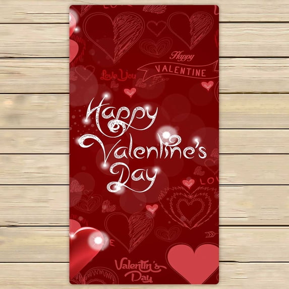 PKQWTM Valentine'S Day Wedding Hearts Microfiber Bath Towels Bathroom Body Shower Towel Size 30x56 Inches